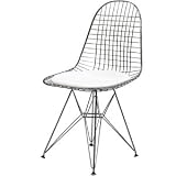 Lexington Modern Wire Tower Side Chair with White Vinyl Cushion