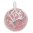 Domed Rose Quartz/Polished Filigree Design Pendant