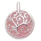 Domed Rose Quartz/Polished Filigree Design Pendant