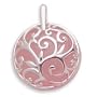 Domed Rose Quartz/Polished Filigree Design Pendant