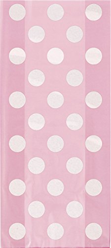 Polka Dot Cellophane Bags, Light Pink, 20 Count