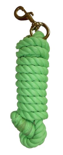 10 ft Cotton Lead Rope Brass Bolt Snap Lime Green