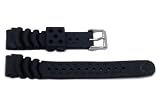 Genuine Synthetic Rubber Black Divers 20mm Watch Band by Seiko