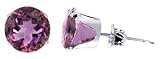 Sterling Silver 8 MM Round Amethyst Cubic Zirconia Stud Post Friction Back Earrings