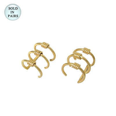 Triple Ring Ear Cuffs 14k Gold Plated