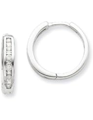 1/4 Carat Channel Set Diamond Hoop Earrings in Sterling Silver - 15mm