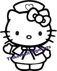 Hello Kitty Nurse Car Window Vinyl Decal Sticker -SHKN006- WHITE COLOR-