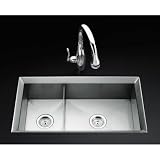 KOHLER K-3389-H-NA Poise 33-Inch X 18-Inch Double (Unequal) Basin Undercounter Sink