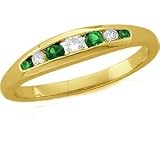 14K Yellow Gold Tsavorite Anniversary Band with Diamonds