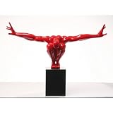 Deko-Objekt-Athlet-Rot-Figur-Aus-Fiberglas-Mit-Marmor