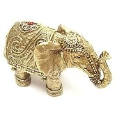 象（ゾウ）の置物・金色で体にアートなデザイン装飾があります・タイプD