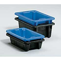 BUCKHORN Polyethylene Structural Foam Stack and Nest Totes - Black - Lot of 10