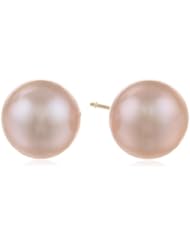 14k Yellow Gold and AA Freshwater Cultured Pearl Stud Earrings (8.0-8.5mm)