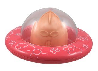 PINK UFO FLYING saucer orange citrus JUICER reemer kid TOY space ship shaped NEW
