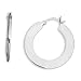 Rhodium Plated Flat 5x28mm Polished Click Hoop Earrings
