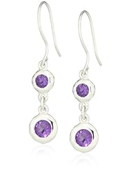 Zina Sterling Silver "Sahara Collection" Ripple Textured with Amethyst Drop Earrings