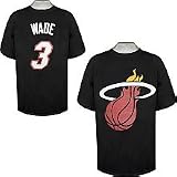 NBA Men's Miami Heat Dwyane Wade Two Sided Screen Print Tee (Black, 3X-Large-Tall)
