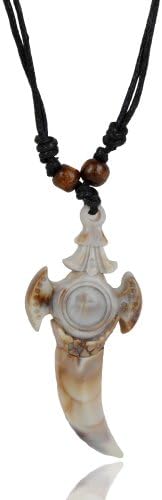 Fashion Punk Tribal Ethnic Imitation Ivory Carved Knife Drop Wedding Beads Adjustable Necklace Pendant