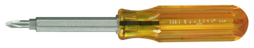 Xcelite FSD1 Multi-Bit Four-in-One Phillips/Slotted Screwdriver, #1/#2 Head, 3-1/16" Blade Length, 7-1/4" Overall Length