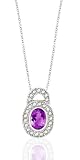 1.05 TCW GENUINE OVAL AMETHYST & DIAMOND 14K PENDANT