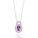 1.05 TCW GENUINE OVAL AMETHYST and DIAMOND 14K PENDANT