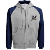 Nike Milwaukee Brewers Light Blue Tackle Twill Full Zip Hoody Sweatshirt