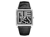 Guess Ladies Watch With Enamel Black Dial And Black Croco Strap