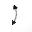 STAINLESS STEEL EYEBROW BLACK Gauge: 16, Ball Size: 3mm, Length: 11mm Sold as a Pair