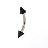 STAINLESS STEEL EYEBROW BLACK Gauge: 14, Ball Size: 4mm, Length: 15mm Sold as a Pair