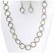 Long Two Tone Hoop Link Necklace and Earrings Set Fashion Jewelry