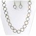 Long Two Tone Hoop Link Necklace and Earrings Set Fashion Jewelry