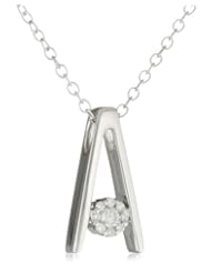 Sterling Silver Diamond Floating Cluster Pendant Necklace (1/10 cttw, I-J Color, I2-I3 Clarity), 18"