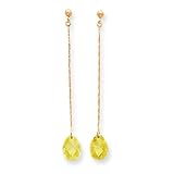 14k 10x7 Light Green CZ (Cubic Zirconia) on Chain Drop Earrings