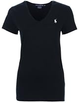 Ralph Lauren Womens T-Shirt V-Neck Black