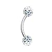 BodyJ4You Eyebrow Ring Crystal Ferido Ball 16 Gauge Surgical Steel Curved Barbell Body Piercing Jewelry