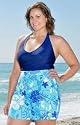 Blue Hawaiian Floral Plus Size Board Shorts - Women's Swimsuit Plus Size Swimsuits