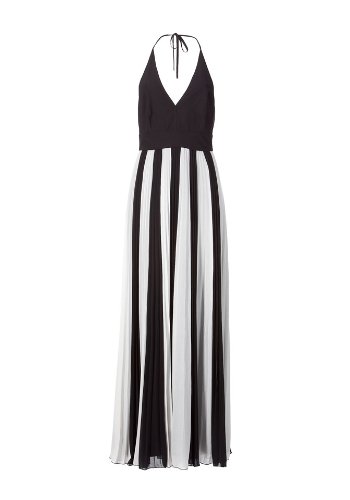 APART Damen Kleid/ Lang  Plisseekleid mit Neckholdertr&auml;gern, Gr. 34, Schwarz (schwarz-crem Preisvergleich