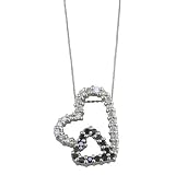 1/2 Ct. Black & White Diamond Double Heart Shaped Pendant With 18 Chain