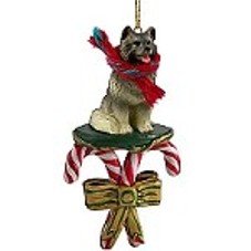 Keeshond Candy Cane Ornament