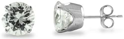 14KT White Gold 3.0 CTW Round CZ Four-Prong Earrings