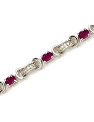 14K White Gold Oval Ruby and Diamond Bracelet