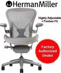 Aeron Chair by Herman Miller - Home Office Desk Task Chair Fully Loaded Highly Adjustable Medium Size (B) - PostureFit Lumbar Back Support Cushion Titanium Smoke Frame Classic Mineralite Pellicle
