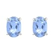Sterling Silver Genuine Blue Topaz 6x8mm Oval Stud Earring