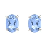 Sterling Silver Genuine Blue Topaz 6x8mm Oval Stud Earring