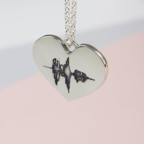 Sound Wave Heart Necklace - Sterling Silver - Personalized