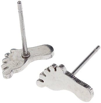 Suravitshop @@(1 Pair)Fashion (Feet) Silver Titanium Steel Stud Earrings