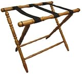 Excell Luggage Rack Walnut Wood with Black Straps
