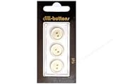 Dill Buttons 15mm 2 Hole White 3 pc (Pack of 6)
