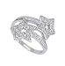 .925 Sterling Silver Right Hand Ring With Two Stars and Cubic Zirconias