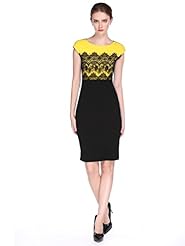 Round Neck Striped Print Lace Short Sleeves Cotton/Polyester Bodycon Dress/Evening Dress/Prom Dress/Party Dress/Wedding Dress/Midi Dress 